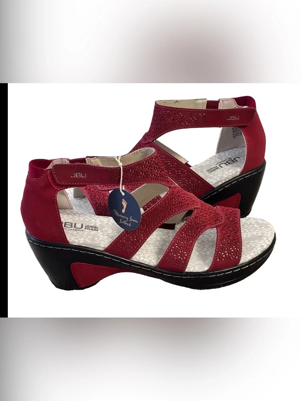 JBU NWT Jambu Bianca Red Wedge Vegan Sandals Size 10M